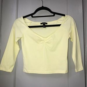 Yellow Quarter Sleeve Crop Top